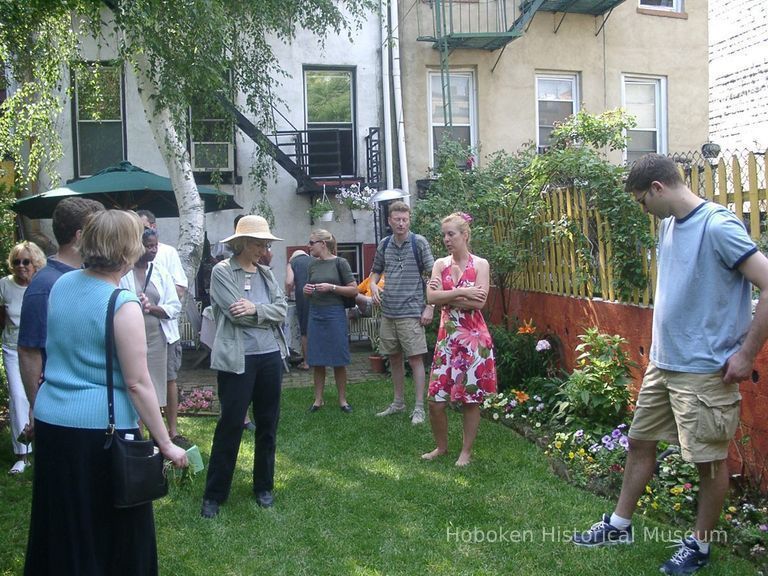 Digital color image of the gardens and people on the Secret Gardens Tour, Hoboken Historical Museum, Hoboken, June 9, 2002. picture number 1