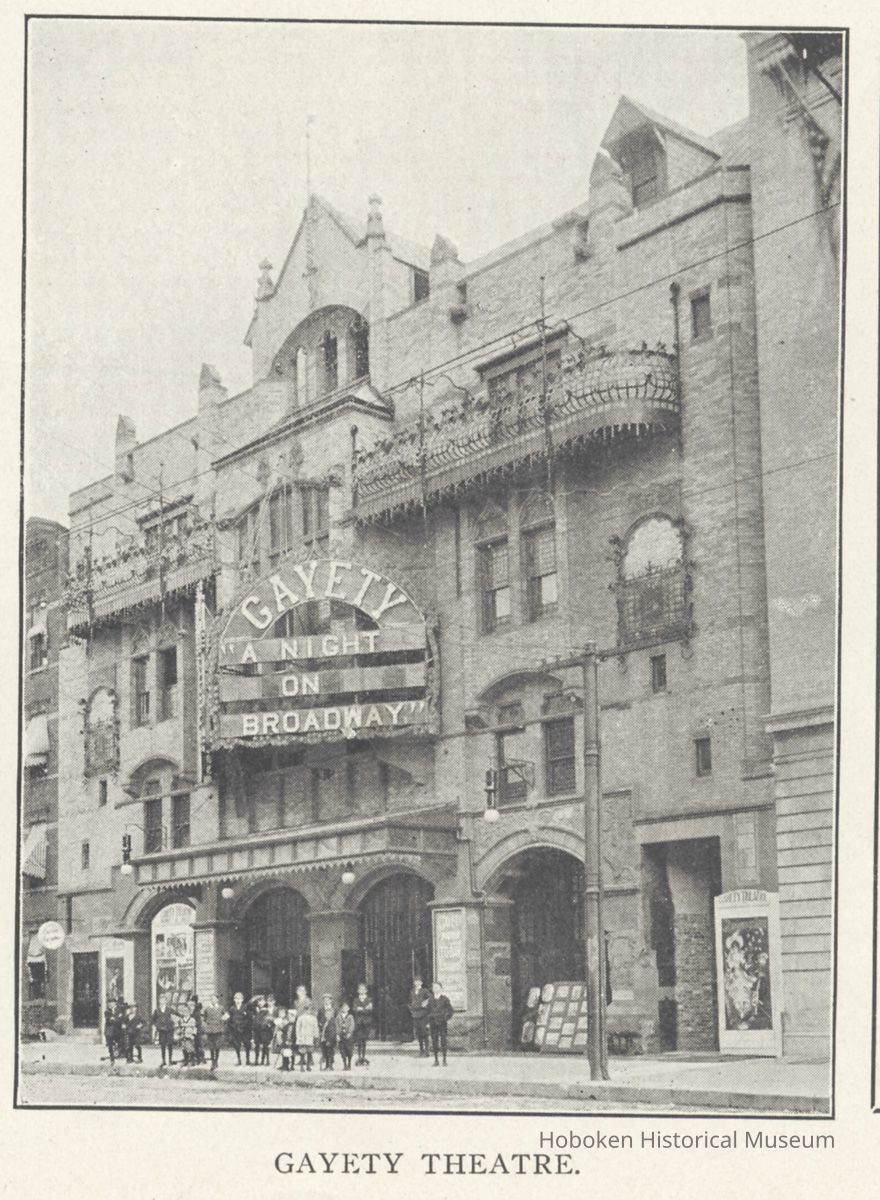 Printed B+W photograph of Gayety Theatre, 1013-1019 Washington St., Hoboken, no date, ca. 1908. picture number 1
