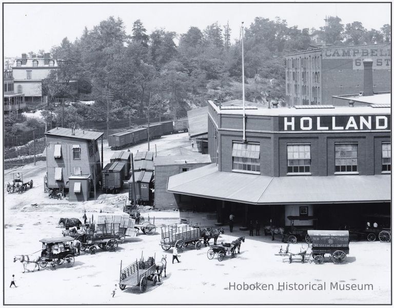 B+W copy photo of Holland America Line Fifth Street pier, Hoboken, 1905. picture number 1