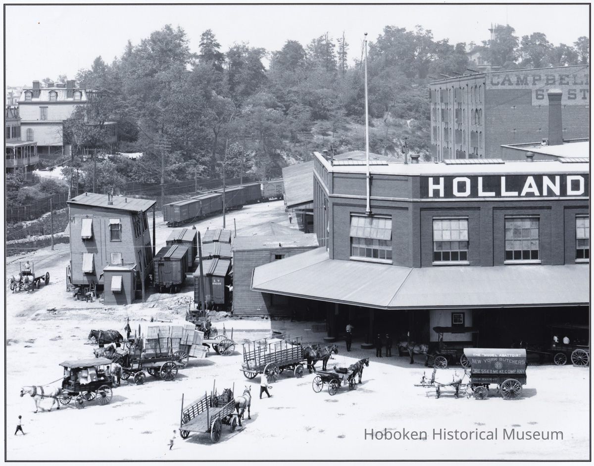 B+W copy photo of Holland America Line Fifth Street pier, Hoboken, 1905. picture number 1