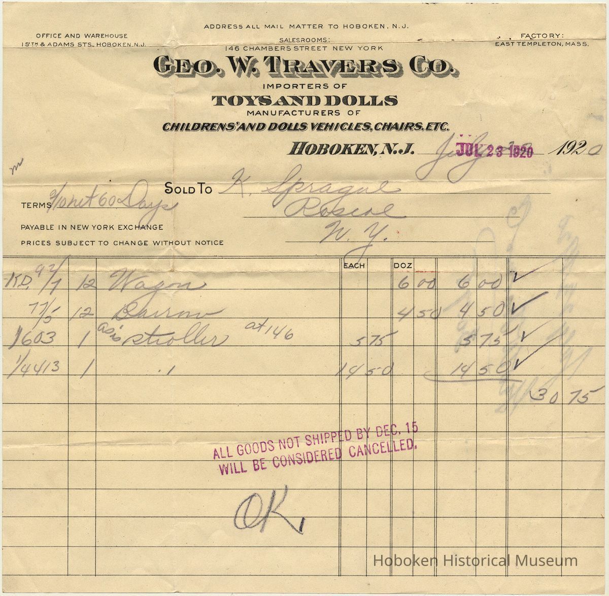 George W. Travers Co., front