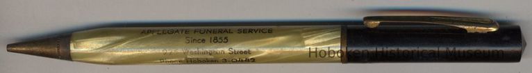 Mechanical pencil imprinted with advertising for Applegate Funeral Service, 225 Washington St., Hoboken. picture number 1