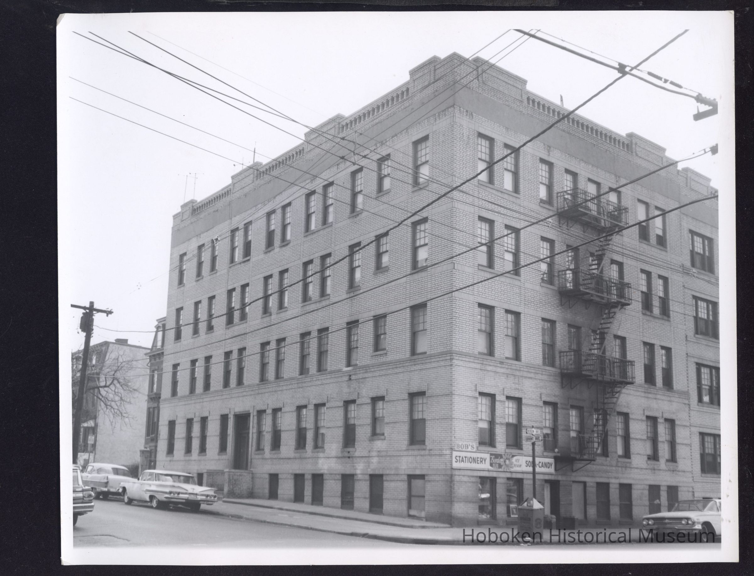 B&W photo of mixed-use apartment building at 149 Grant Avenue, Jersey City. picture number 1