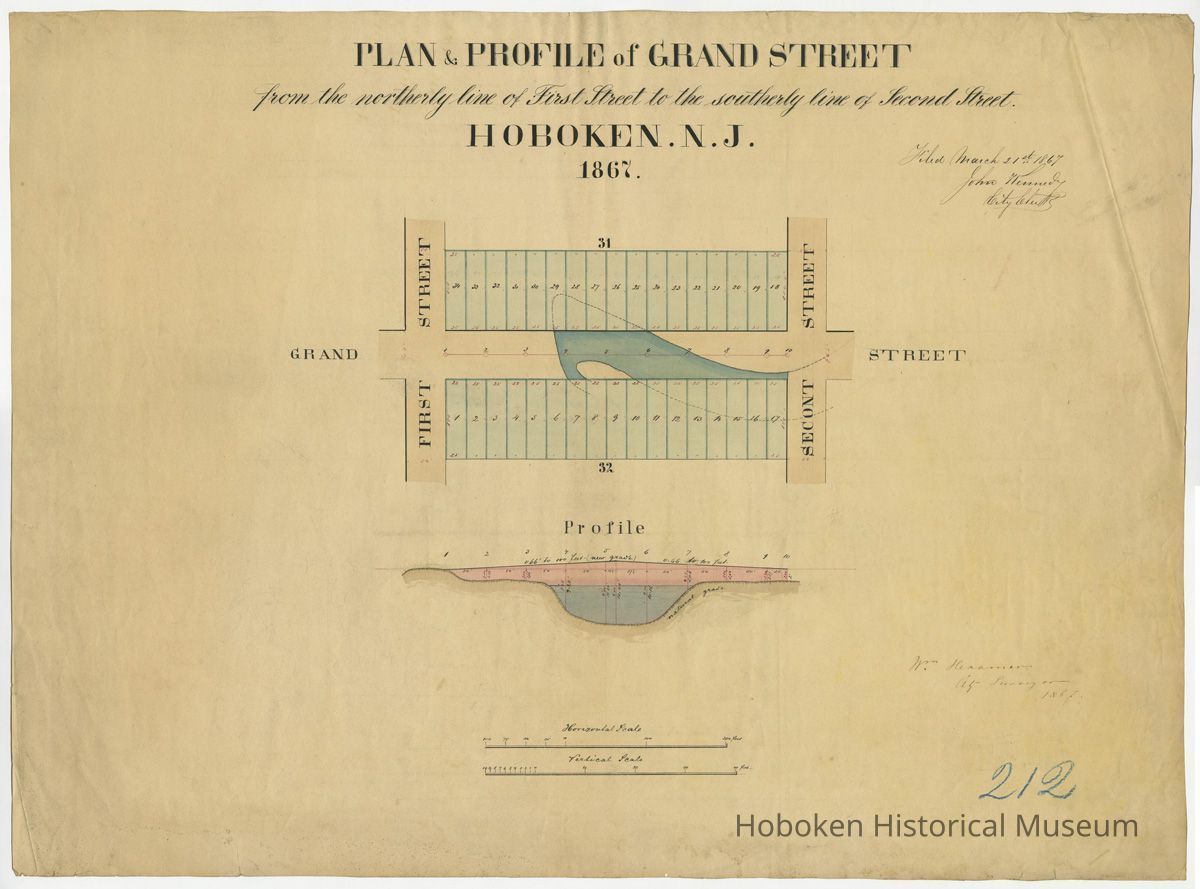 Plan & Profile of Grand Street, 1st - 2nd, 1867