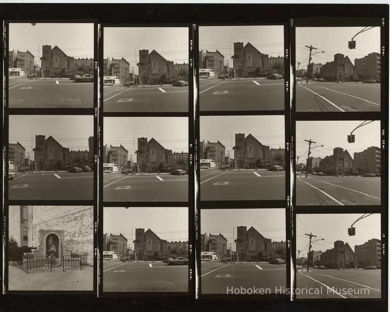 B+W negative contact sheet of images of Hoboken taken by John Conn. no date, [1976]. picture number 1