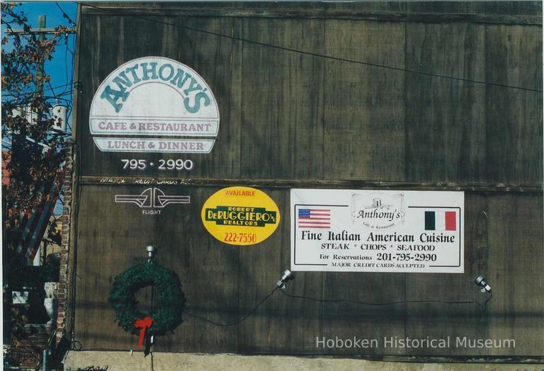 Color photo of wall signs for Anthony's Cafe & Restaurant, 505 Madison Street, Hoboken, Jan. 3 & 4, 2002. picture number 1