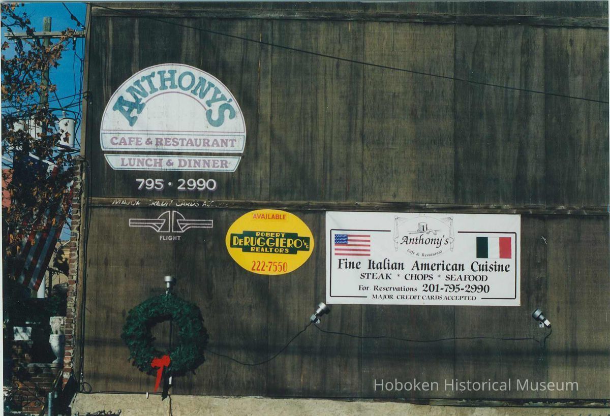Color photo of wall signs for Anthony's Cafe & Restaurant, 505 Madison Street, Hoboken, Jan. 3 & 4, 2002. picture number 1