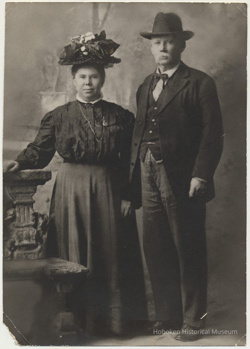 Sepia tone photo:wedding portrait of Bridget (Connolly) Roarty & James L. Roarty, n.p. 1889. picture number 1