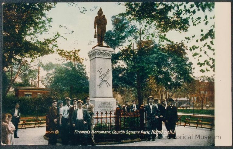 Firemen's Monument, Church Square Park, Hoboken, N.J. postcard, copy print