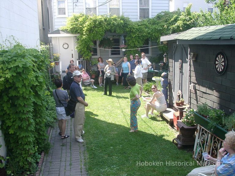 Digital color image of the gardens and people on the Secret Gardens Tour, Hoboken Historical Museum, Hoboken, June 9, 2002. picture number 1