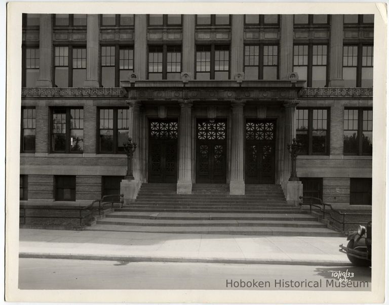 full print: Demarest High School main entrance, Garden St.