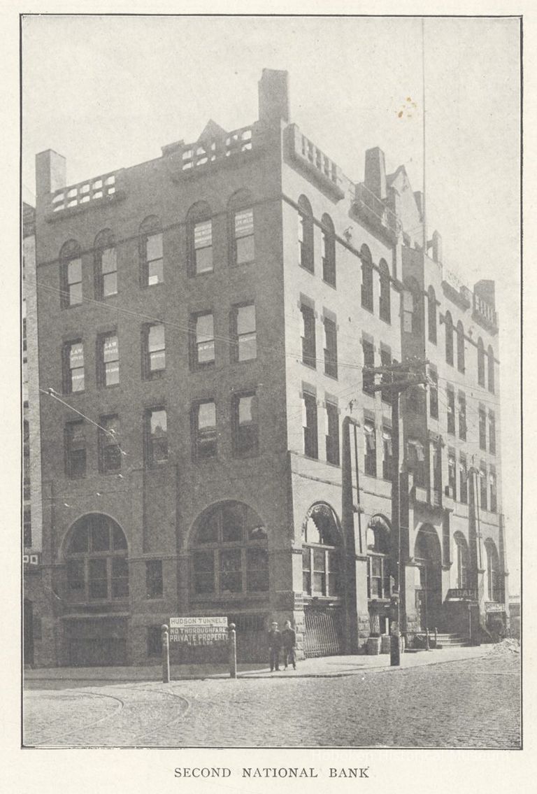 Printed B+W photograph of Second National Bank, 77 River St, Hoboken, no date, ca. 1900-1908. picture number 1