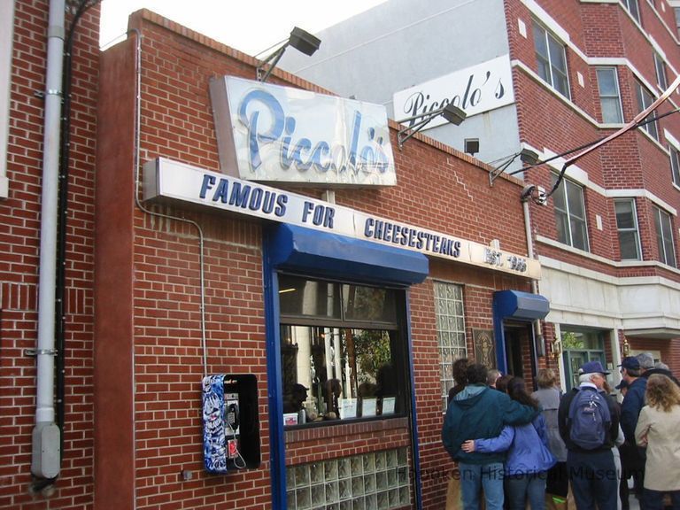 Digital copy of color photo of food tour members outside Piccolo's Clam Bar, 92 Clinton St., Hoboken, Oct. 18, 2003. picture number 1