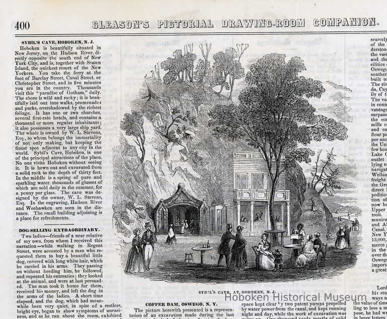 detail of article & engraving: Sybil's Cave, at Hoboken, N.J.