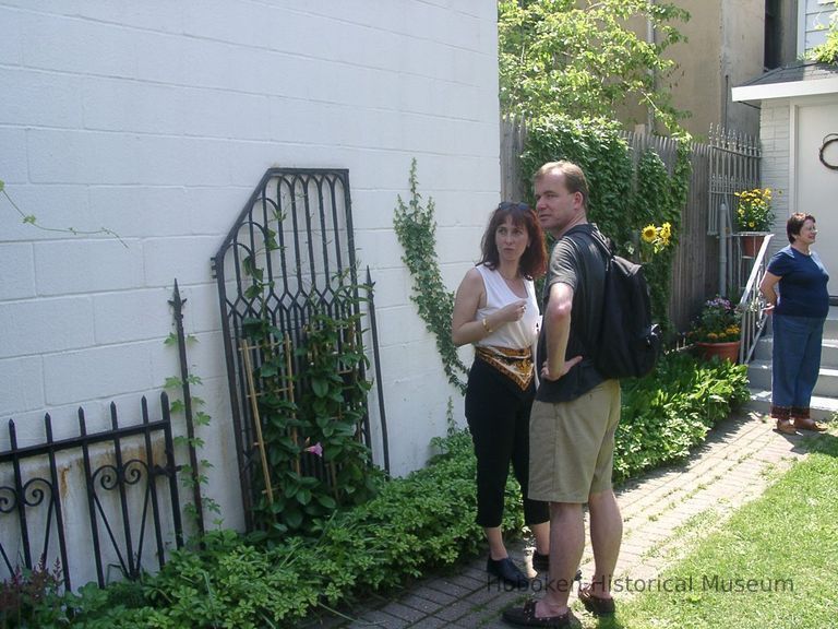 Digital color image of the gardens and people on the Secret Gardens Tour, Hoboken Historical Museum, Hoboken, June 9, 2002. picture number 1