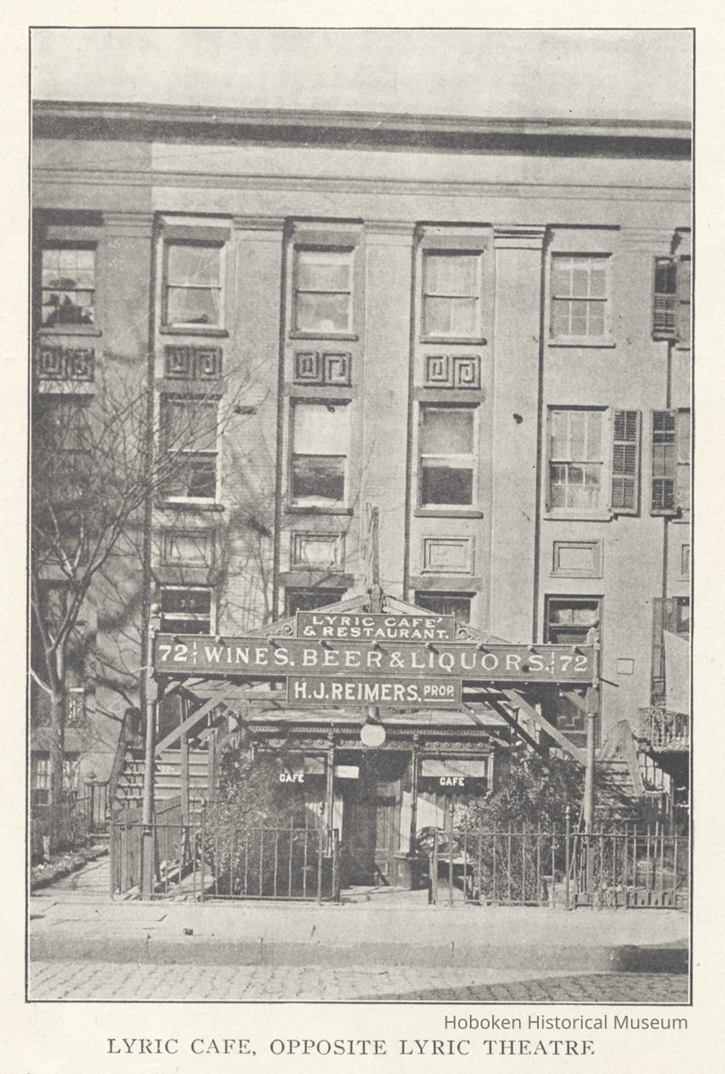 Printed B+W photograph of the Lyric Cafe, 72 Hudson Street., Hoboken, ca. 1906-1908. picture number 1
