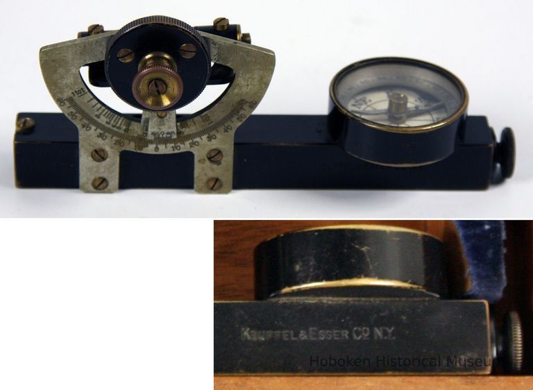 left side view with detail of maker's mark below compass