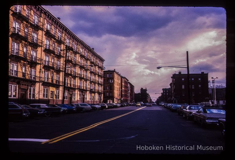 Color slide of eye-level view of row houses on Willow between 12th and 13th looking S picture number 1