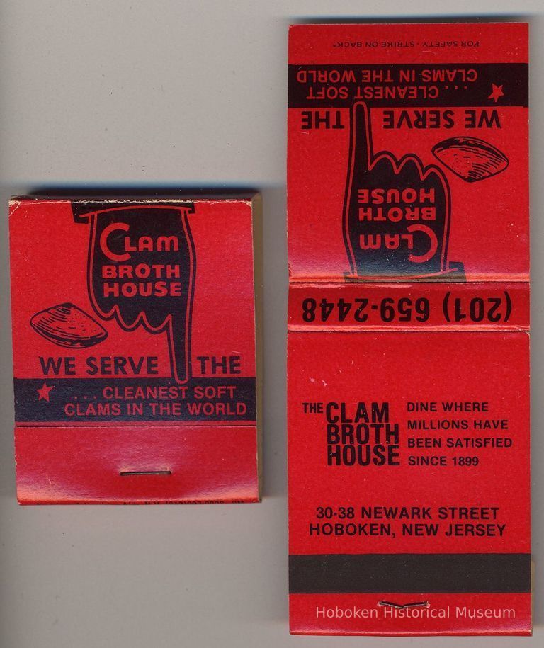 Clam Broth House matchbook cover: front + back