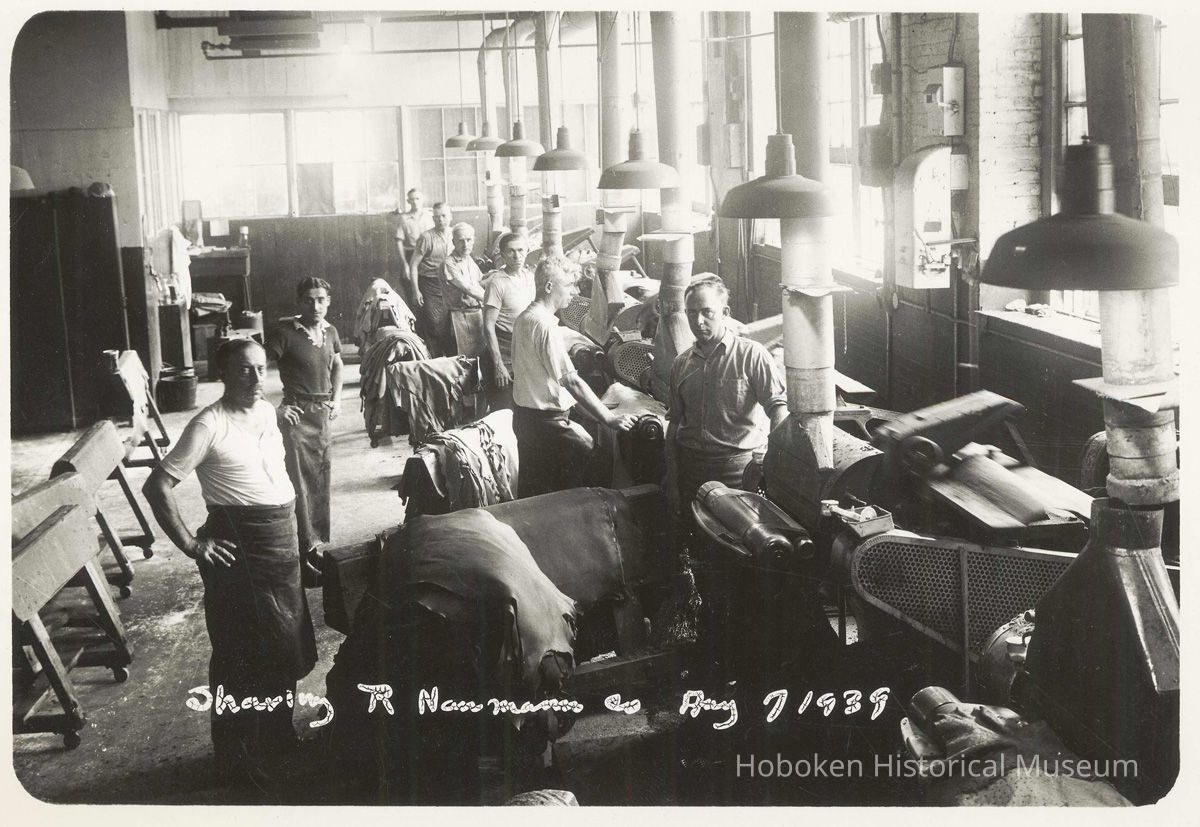 B+W photo of R. Neumann & Co. shaving department, Hoboken, August 7, 1939. picture number 1