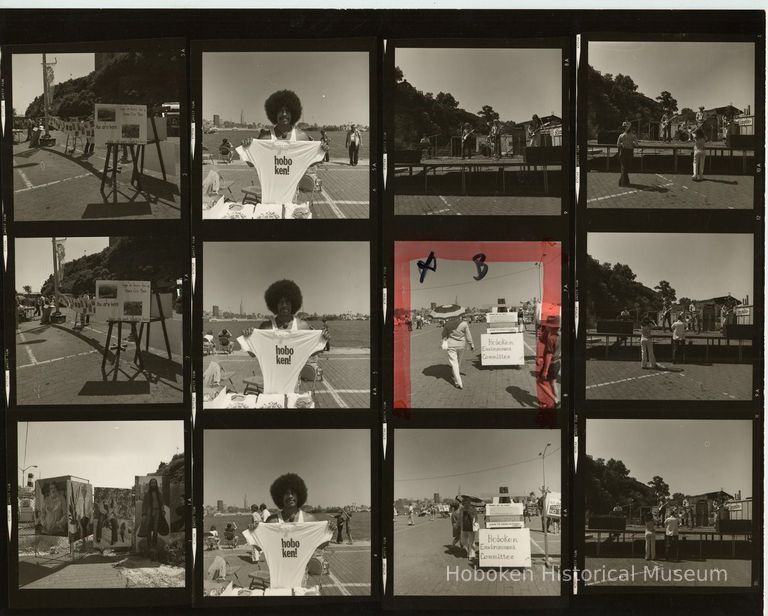 B+W negative contact sheet of images of Hoboken taken by John Conn. no date, [1976]. picture number 1