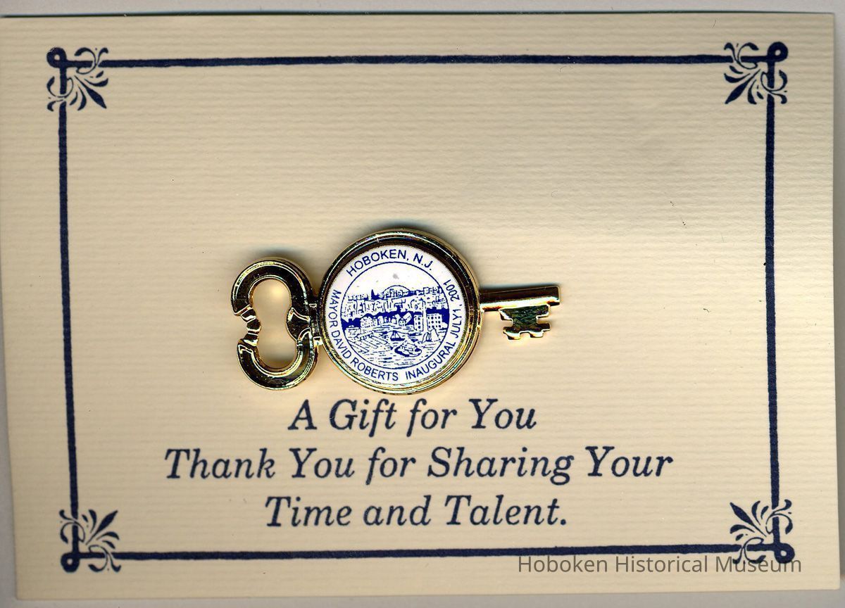 Political pin: Hoboken N.J. Mayor David Roberts Inaugural July 1st 2001. Issued Hoboken, 2001. picture number 1