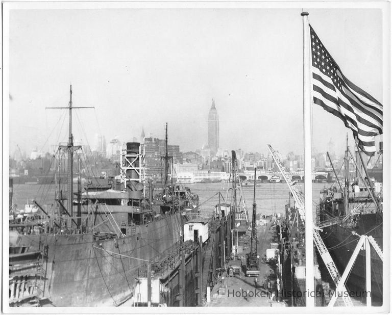 B+W photo of an unknown ship in dry dock, Hoboken, no date, ca. 1940. picture number 1