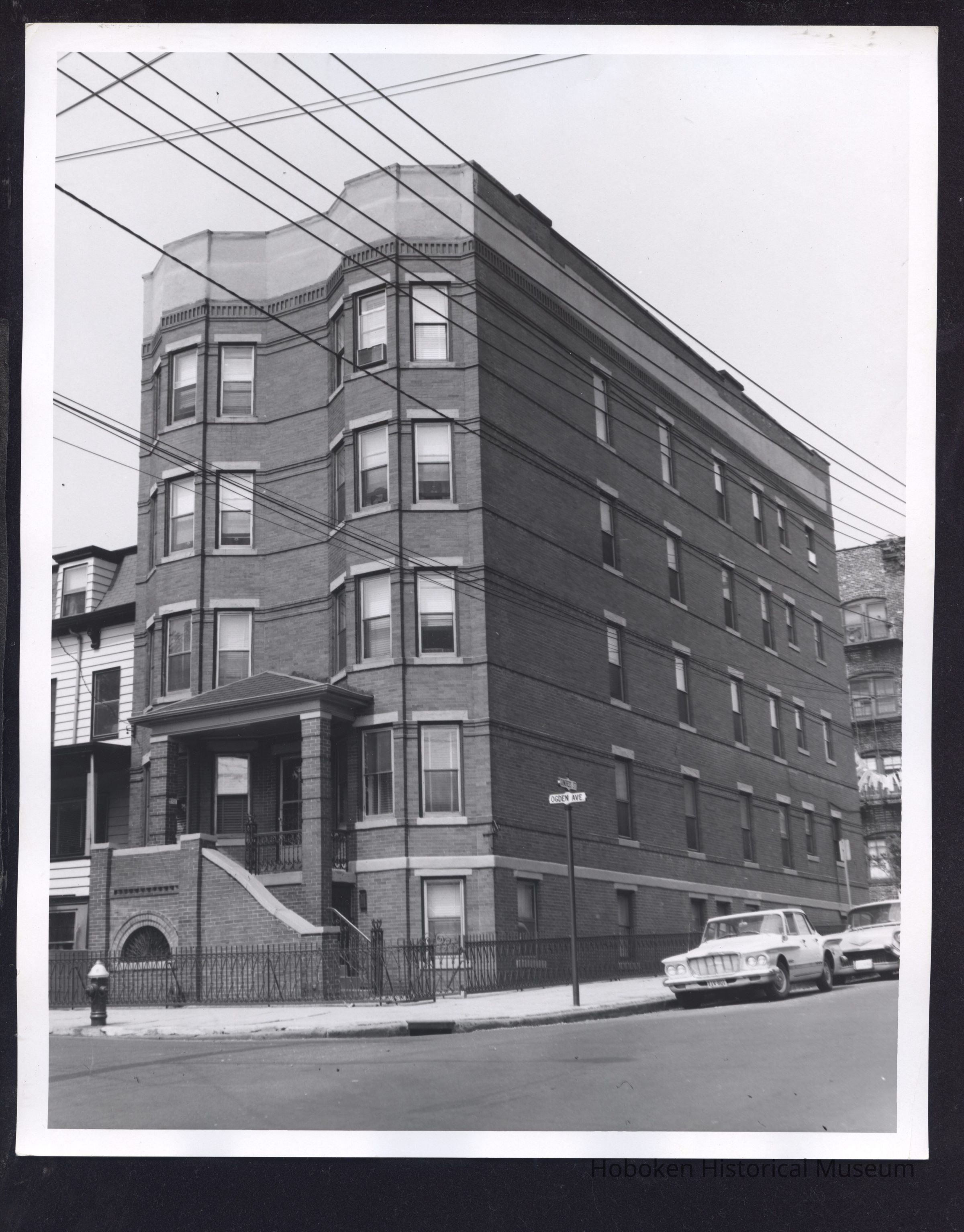 B&W photo of apartment building at 445 Ogden Avenue, Jersey City. picture number 1