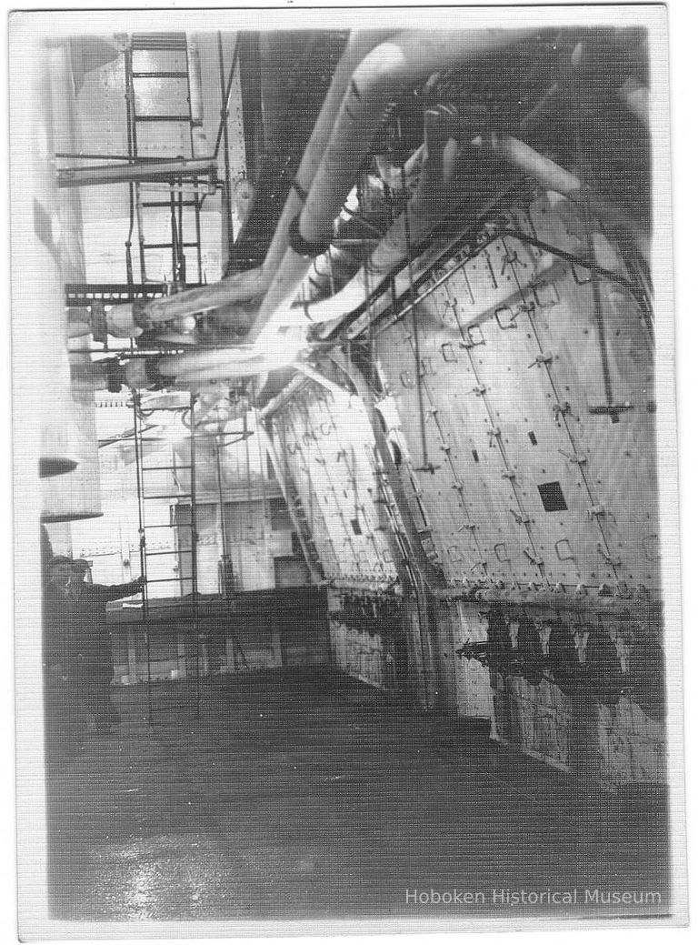 B+W photo of boilers in an unknown ship, Hoboken, no date, ca. 1940. picture number 1