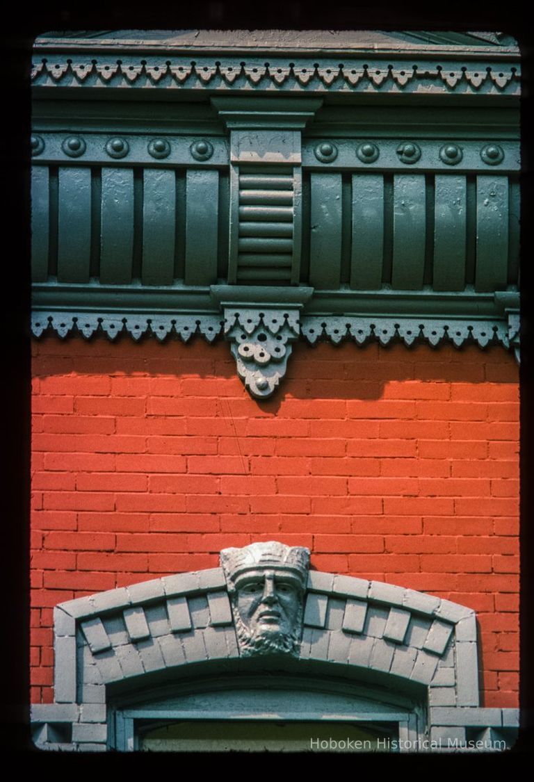 Color slide of detail view of gauged arch, keystone and cornice at 1226 Park between 12th & 13th picture number 1