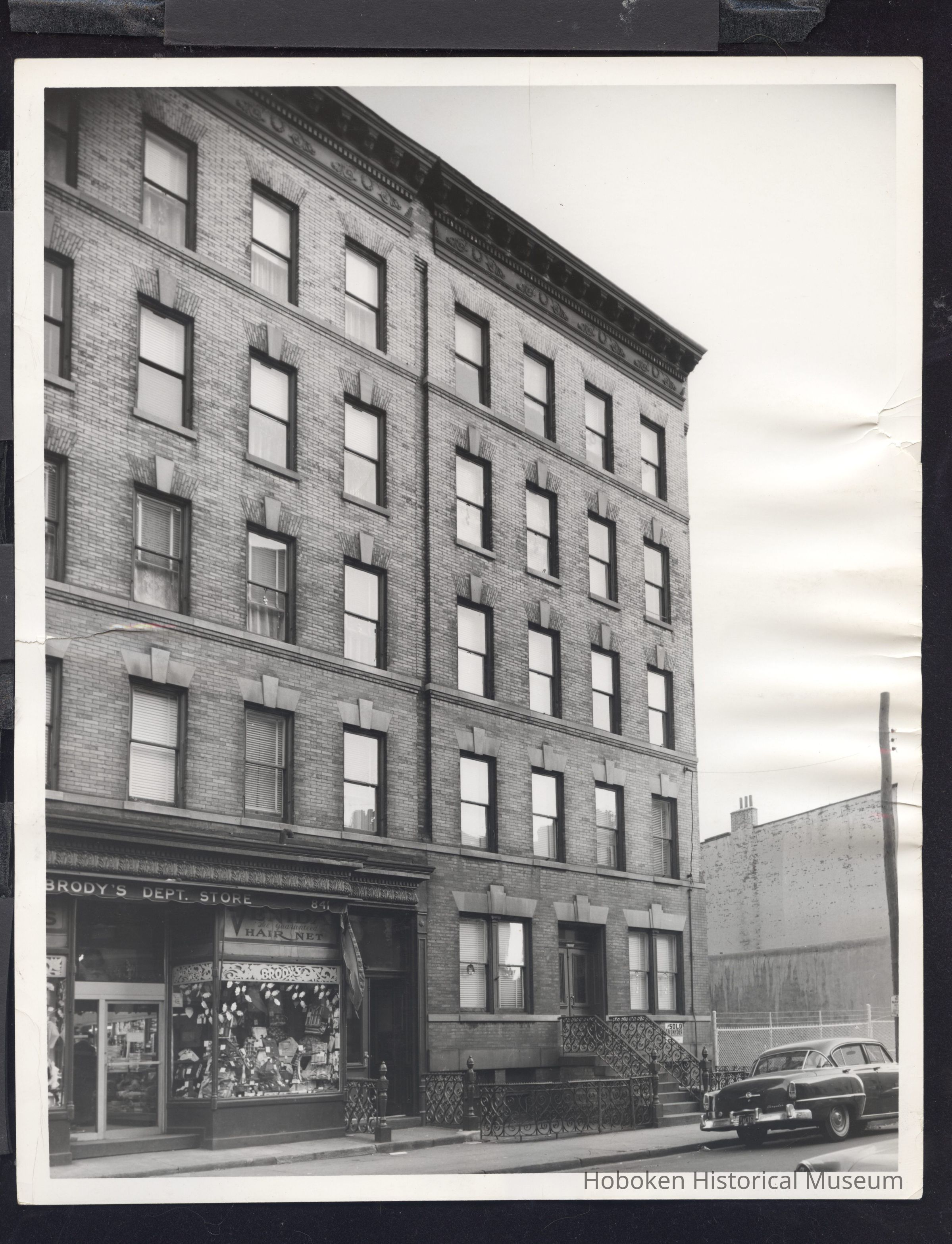 B&W photo of mixed-use apartment building at 839 Willow Avenue, Hoboken. picture number 1