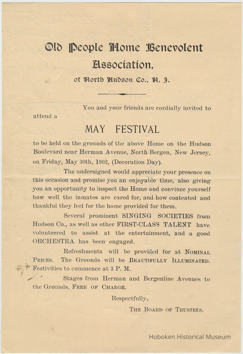 Doc 1: Invitation May Festival,  May 30, 1902 (Decoration Day)