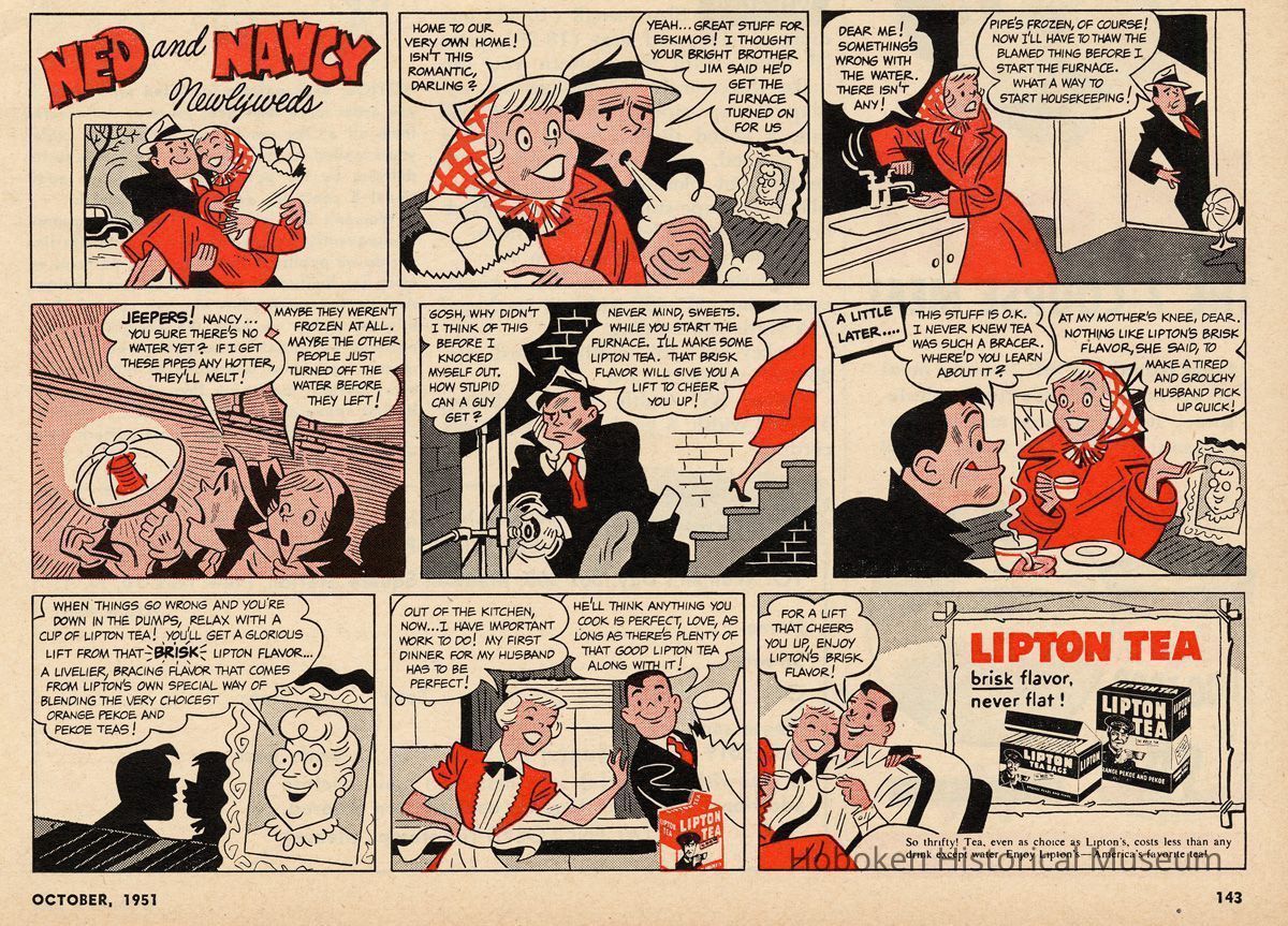 Ad: Lipton Tea, Woman's Day, Oct. 1951, pg 143