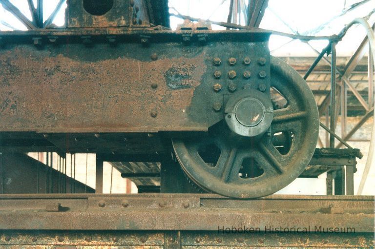 Digital image of color photo of the interior of the former Hudson & Manhattan Rail Road powerhouse, Jersey City, March, 2000. picture number 1