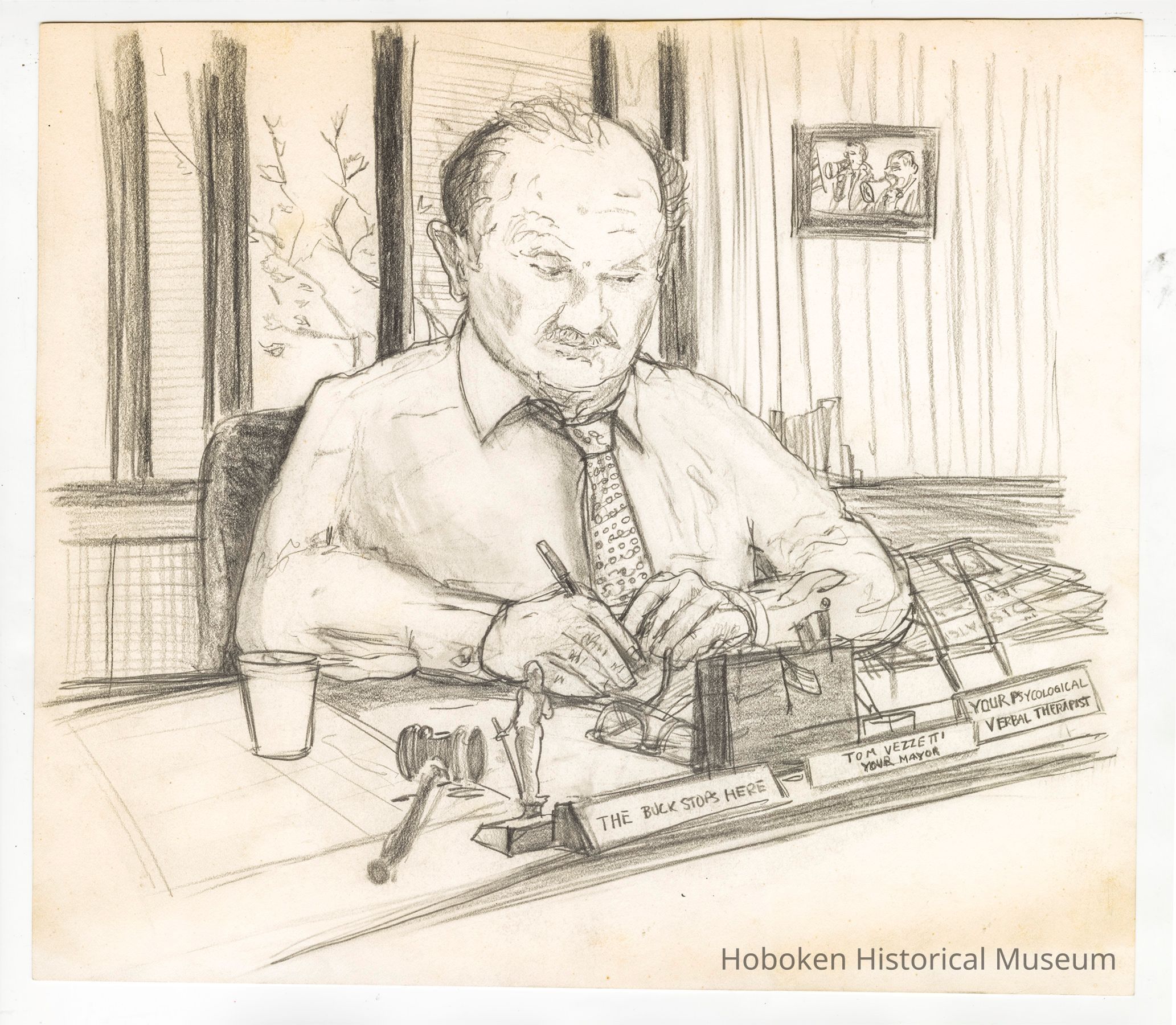 Illustration of Hoboken Mayor, Tom Vezzetti, circa 1986 picture number 1