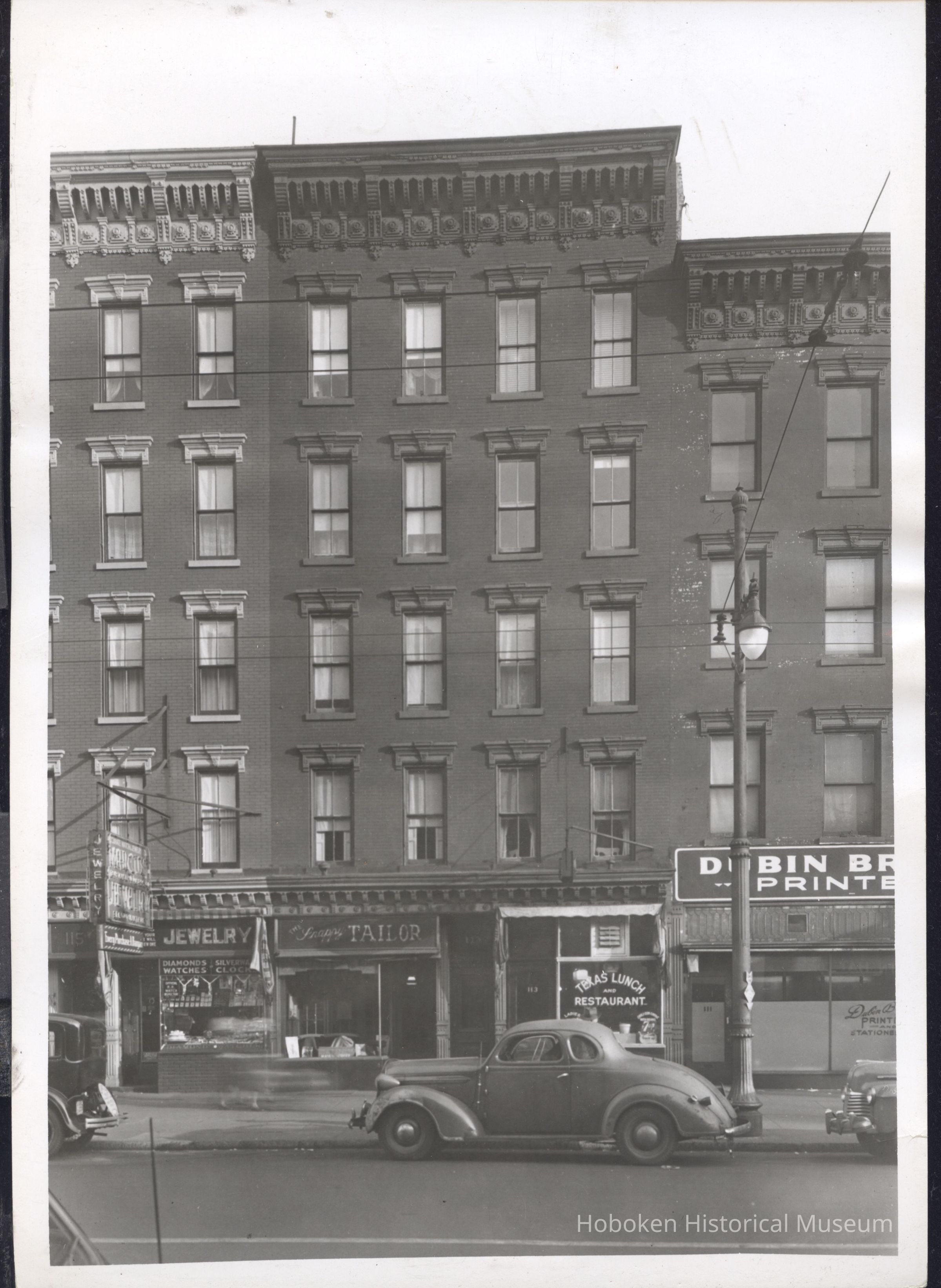 B&W photo of mixed-use apartment building at 113 Washington Street, Hoboken. picture number 1