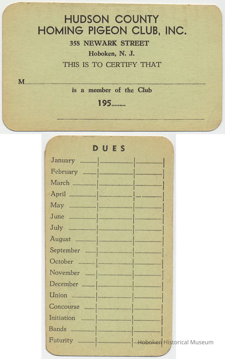 1. Membership card, 1950s; front and back