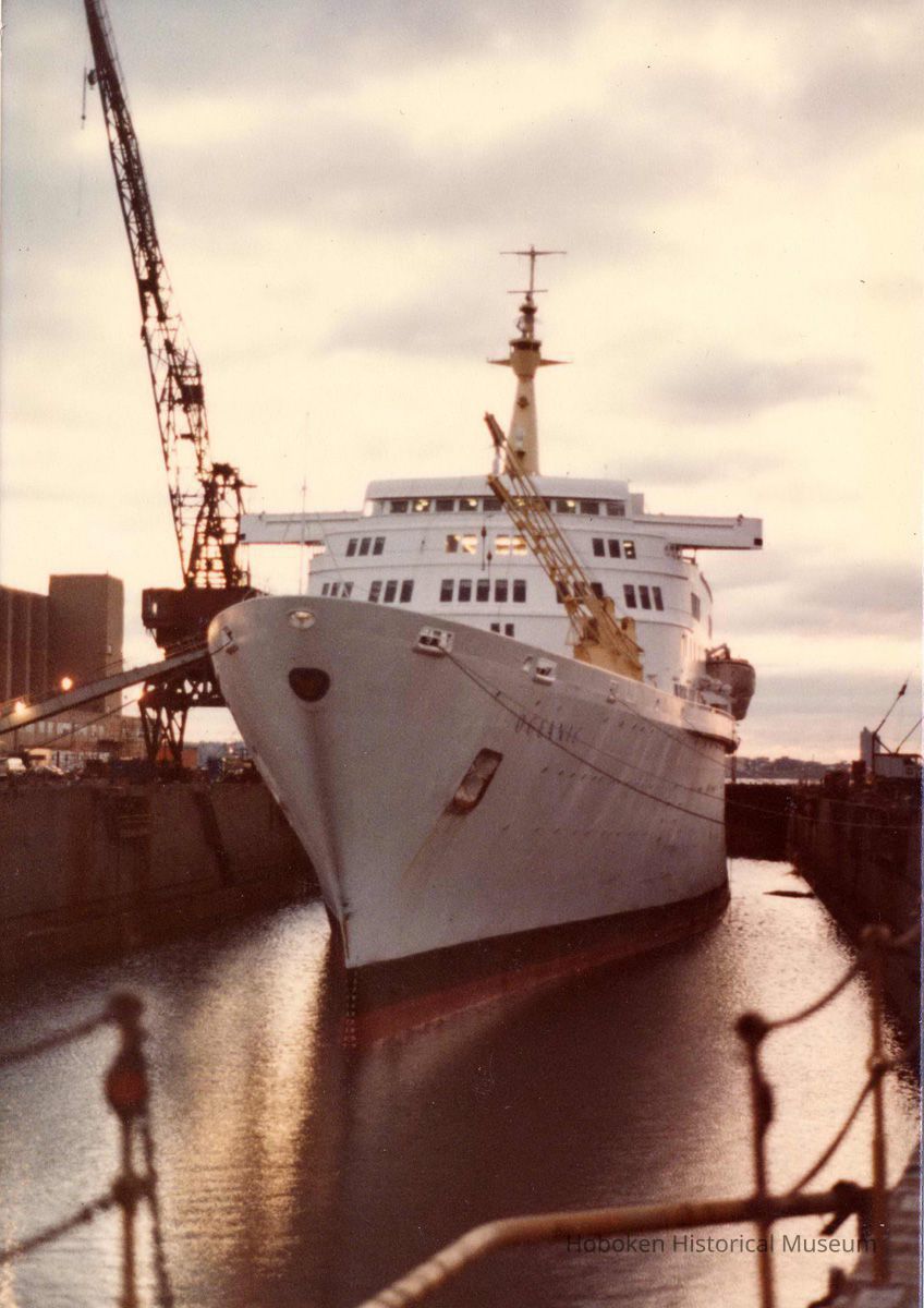 Digital scan of color photo of passenger vessel, S.S. Oceanic, location not given, no date, circa 1970-1980. picture number 1
