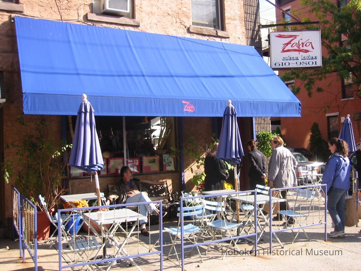 Digital copy of color photo of food tour members outside Zafra Kitchen, 301 Willow Ave., Hoboken, Oct. 18, 2003. picture number 1