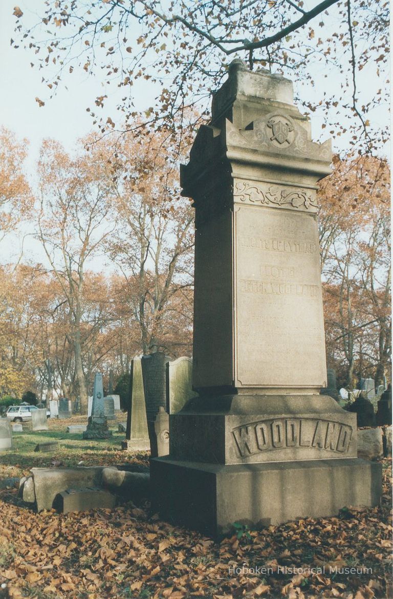 Digital image of color photo of the cemetery monument for Peter Woodward, Jersey City, N.J., Nov. 2002. picture number 1