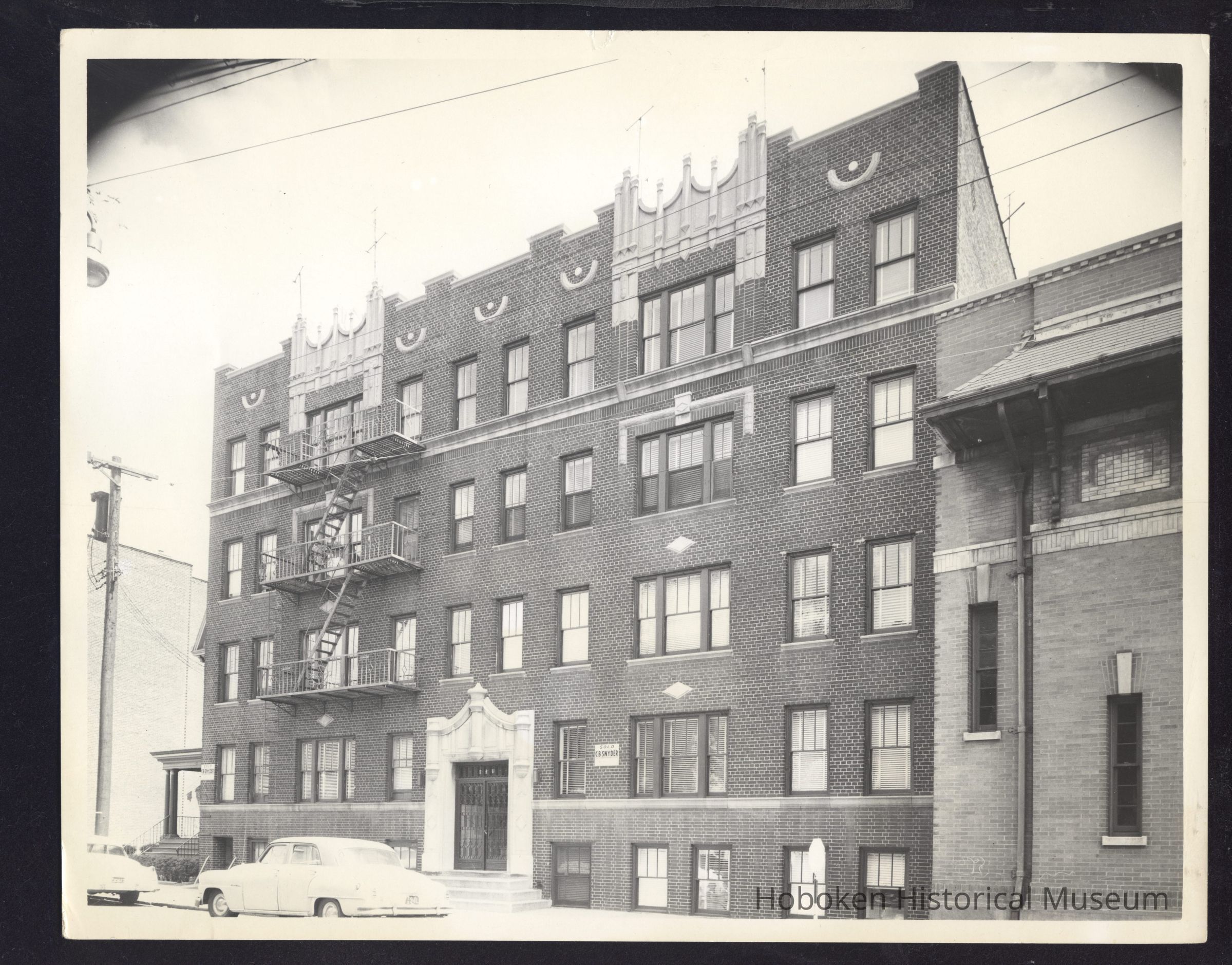 B&W photo of apartment building at 6 Bergen Avenue, Jersey City. picture number 1