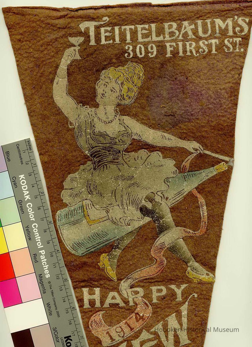 Felt Pennant: Teitelbaum's, Happy New Year, Hoboken, 1914. picture number 1