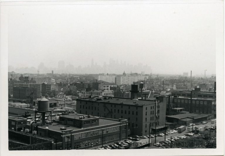 elevated view of factory buildings