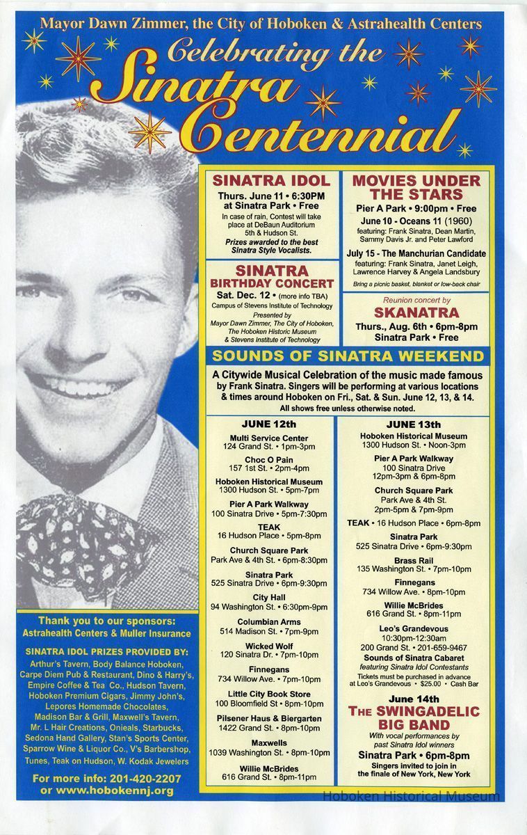 Poster: Celebrating the Sinatra Centennial; events June 2015