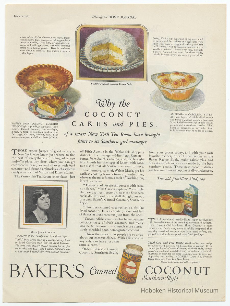 Baker's Coconut, Ladies' Home Journal, Jan. 1927