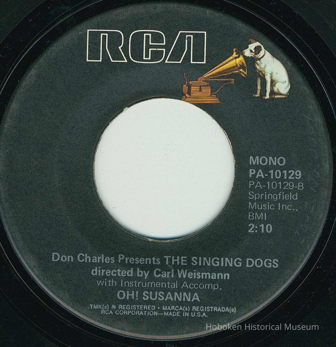 Record: Oh! Susanna by Stephen Foster. Don Charles Presents The Singing Dogs. picture number 1