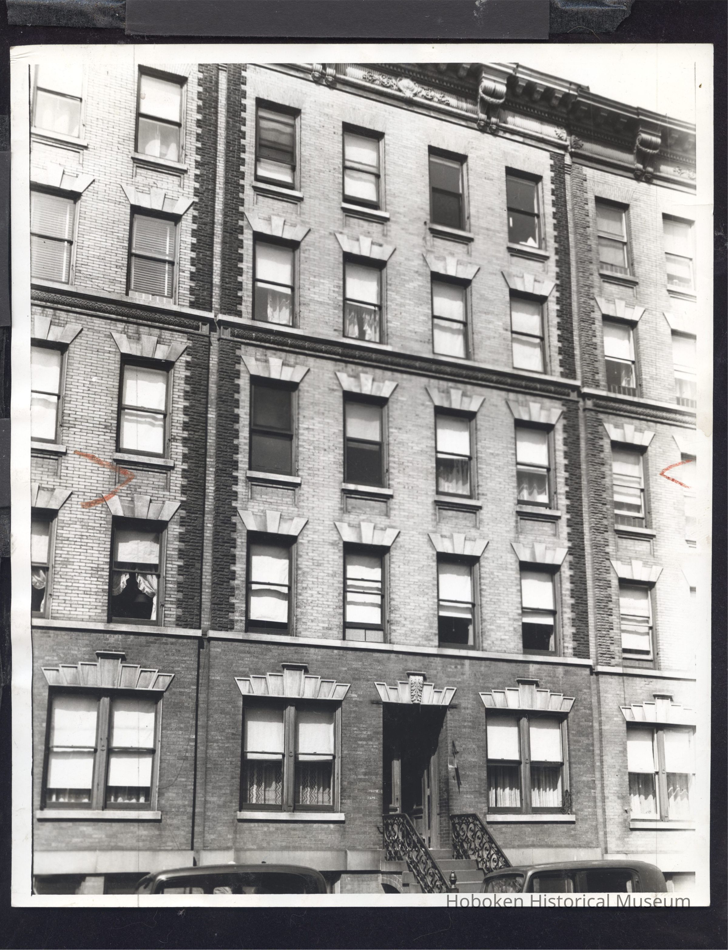 B&W photo of apartment building at 1122 Hudson Street, Hoboken. picture number 1