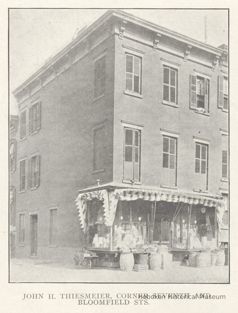 Printed B+W photograph of John H. Thiesmeier, grocer, 112 Seventh Street, Hoboken, no date, ca. 1907-1908. picture number 1