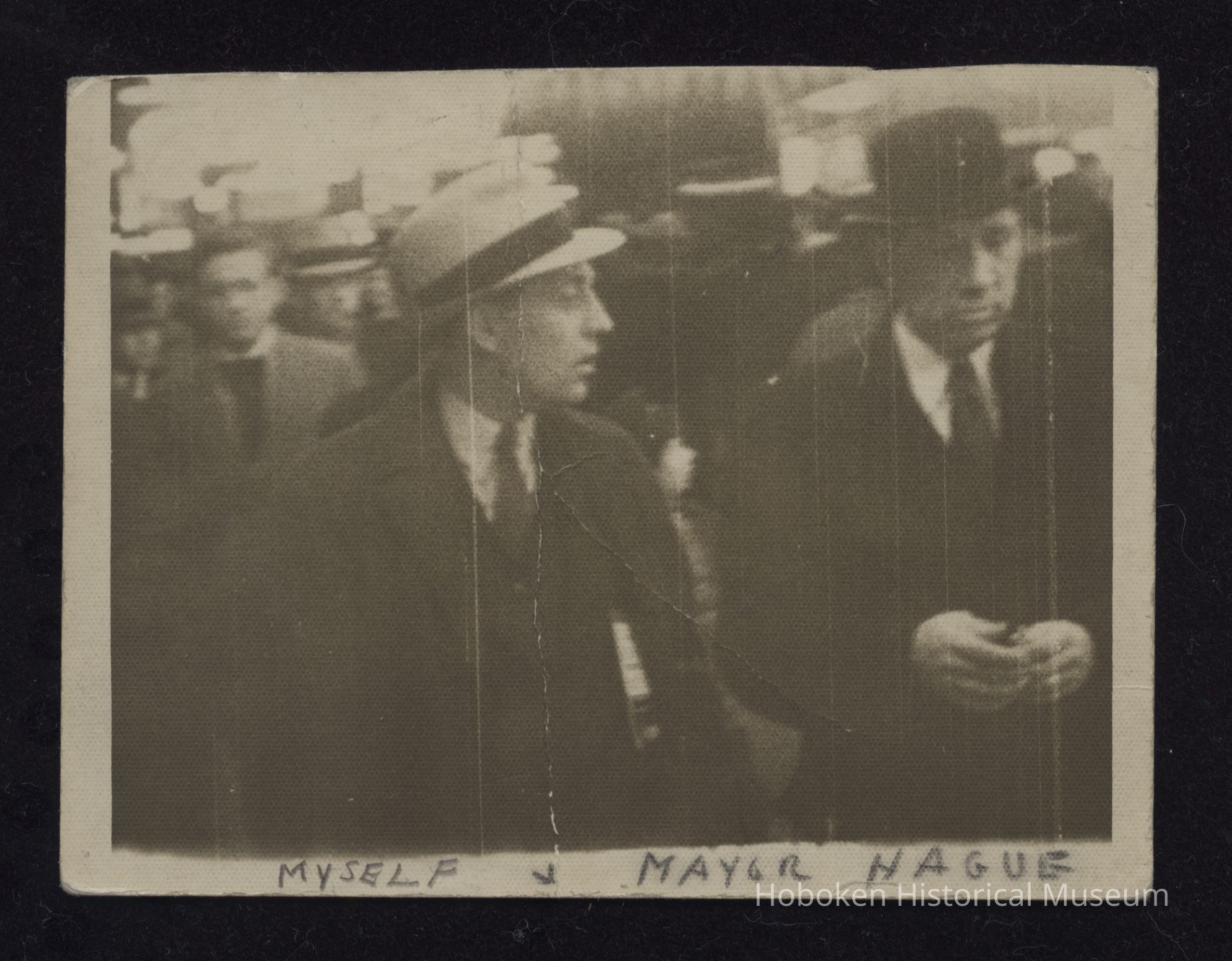 B&W photo of an unidentified man with Mayor Frank Hague. picture number 1