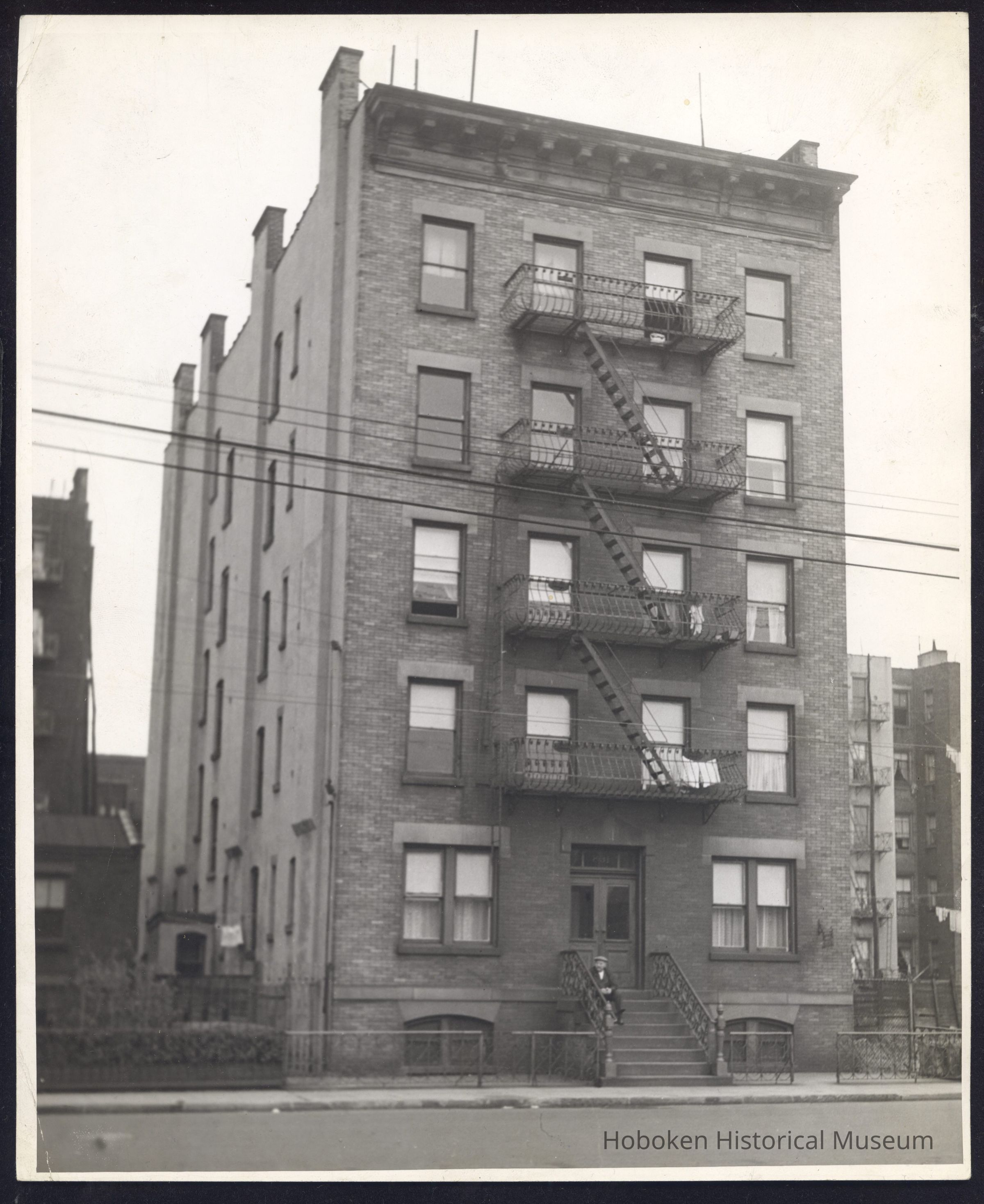 B&W photo of apartment building at 831 Clinton Street, Hoboken picture number 1
